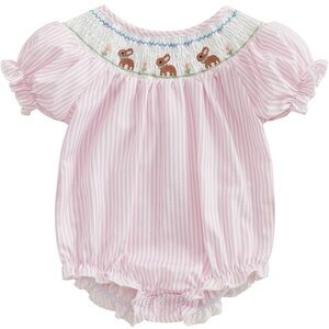 Pink Striped Baby Romper for Easter or Spring